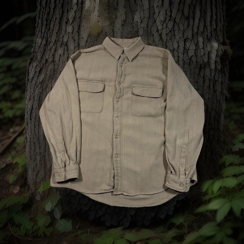 Eddie Bauer Mens XL Button Down Shirt Corduroy Long Sleeve Casual Tan